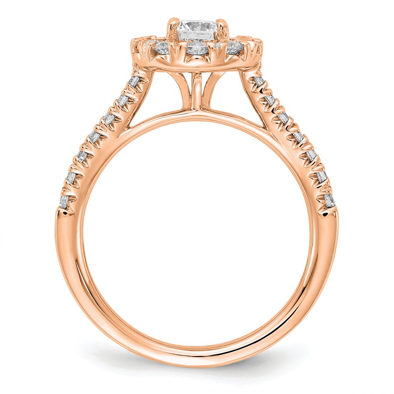 True Origin 14k Rose Gold 1 carat Lab Grown Diamond VS D E F Complete Fancy Halo Engagement Ring