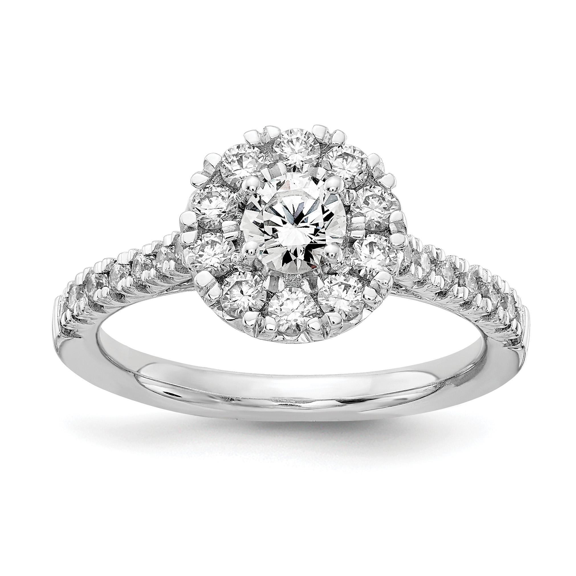 True Origin 14k White Gold 1 carat Lab Grown Diamond VS D E F Complete Fancy Halo Engagement Ring (RM5966E-100-WLD)
