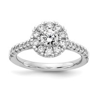 True Origin 14K White Gold 1 Carat Lab Grown Diamond VS+ F+ Complete Halo Engagement Ring view 1