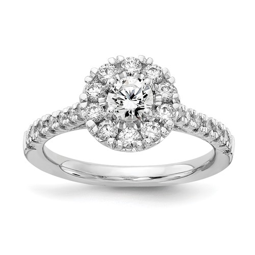 True Origin 14K White Gold 1 Carat Lab Grown Diamond VS+ F+ Complete Halo Engagement Ring