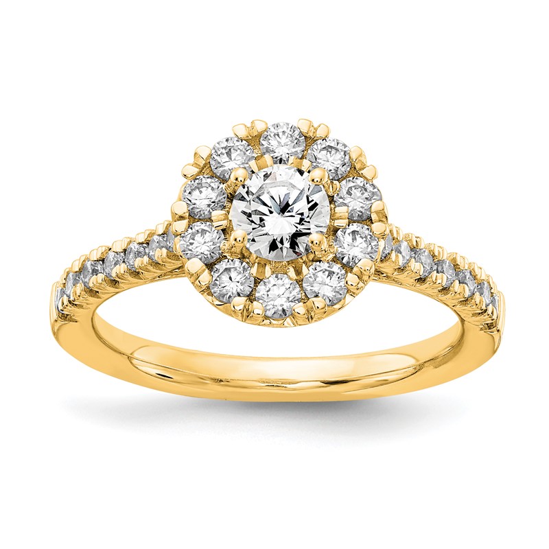 True Origin 14k 1 carat Lab Grown Diamond VS D E F Complete Fancy Halo Engagement Ring
