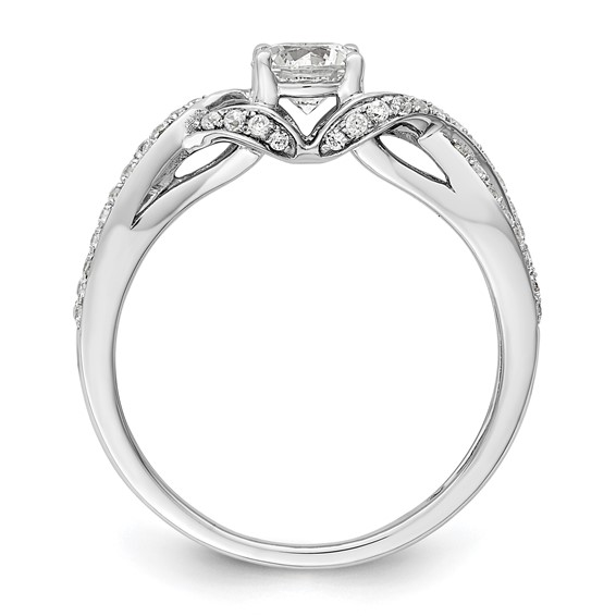 14k White Gold 3/4 carat Lab Grown Diamond VS/SI+ G+ Round Complete Twist Bypass Engagment Ring