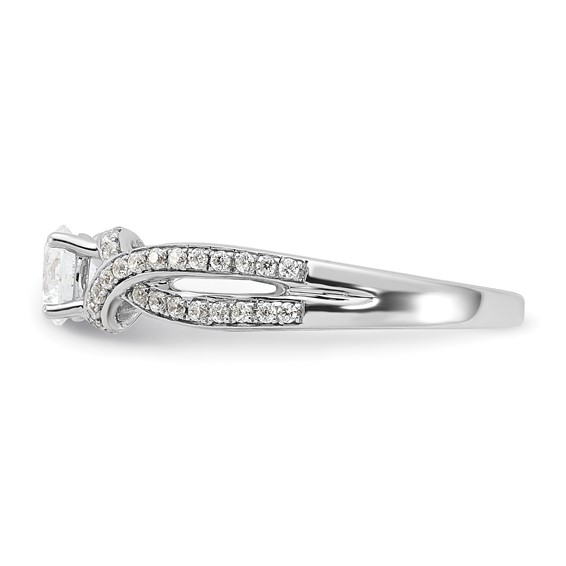 14k White Gold 3/4 carat Lab Grown Diamond VS/SI+ G+ Round Complete Twist Bypass Engagment Ring