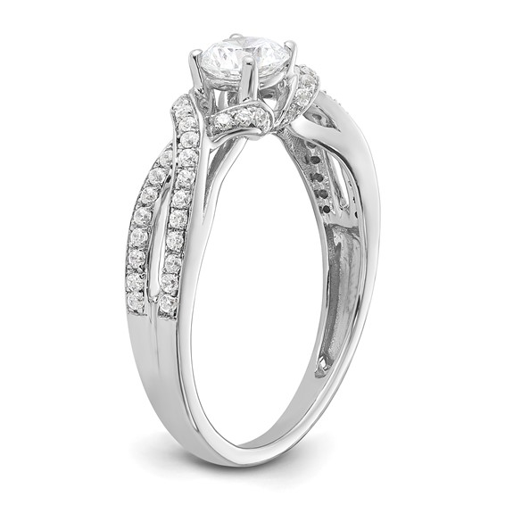 14k White Gold 3/4 carat Lab Grown Diamond VS/SI+ G+ Round Complete Twist Bypass Engagment Ring