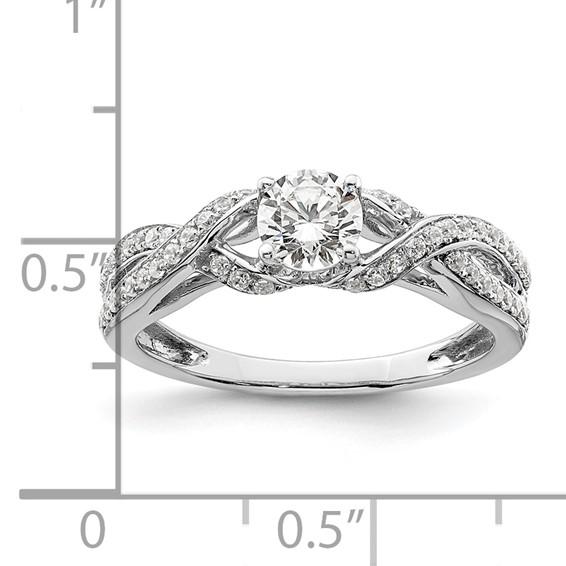 14k White Gold 3/4 carat Lab Grown Diamond VS/SI+ G+ Round Complete Twist Bypass Engagment Ring