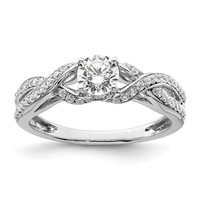 10K White Gold 0.75 Carat Lab Grown Diamond VS SI+ G+ Round Complete Twist Bypass Engagment Ring view 1