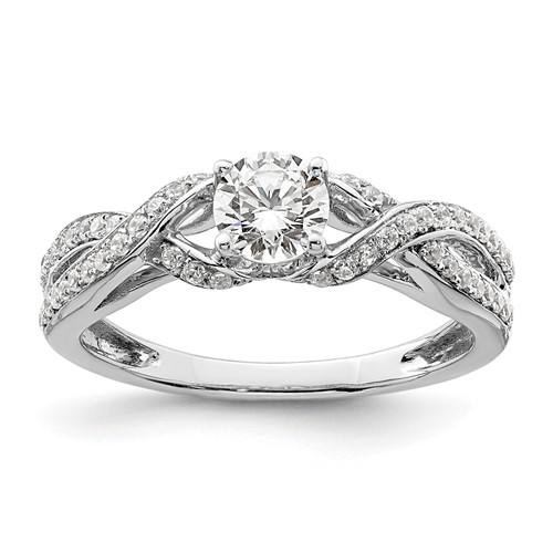 10K White Gold 0.75 Carat Lab Grown Diamond VS SI+ G+ Round Complete Twist Bypass Engagment Ring