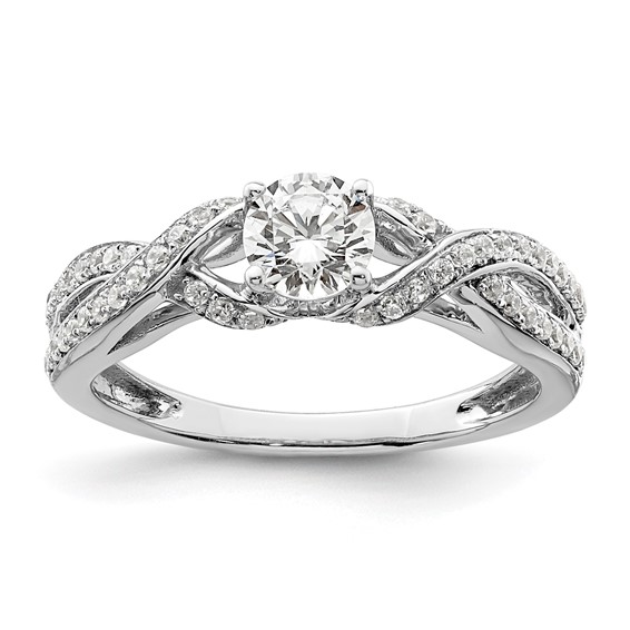 14k White Gold 3/4 carat Lab Grown Diamond VS/SI+ G+ Round Complete Twist Bypass Engagment Ring