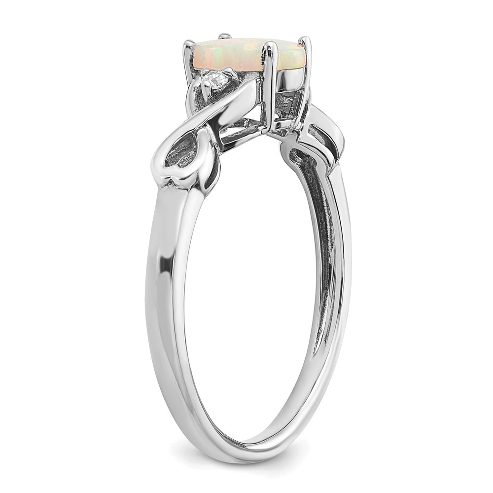  14k White Gold Created Opal and Diamond Ring (RM5972-OP-004-WA)