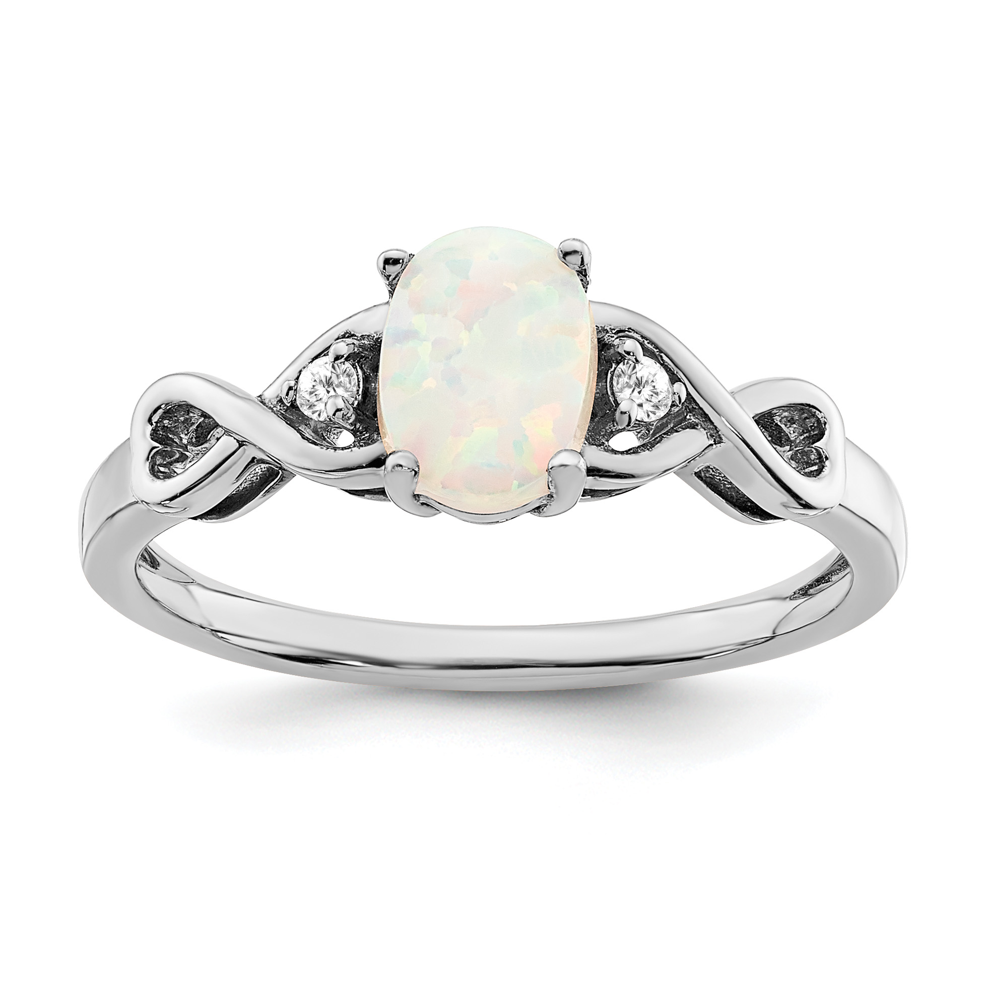  14k White Gold Created Opal and Diamond Ring (RM5972-OP-004-WA)