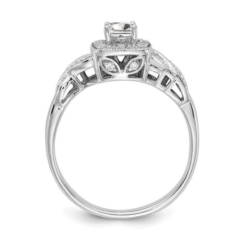 14k White Gold 1/2 carat Lab Grown Diamond VS/SI+ G+ Round Complete Halo Engagement Ring