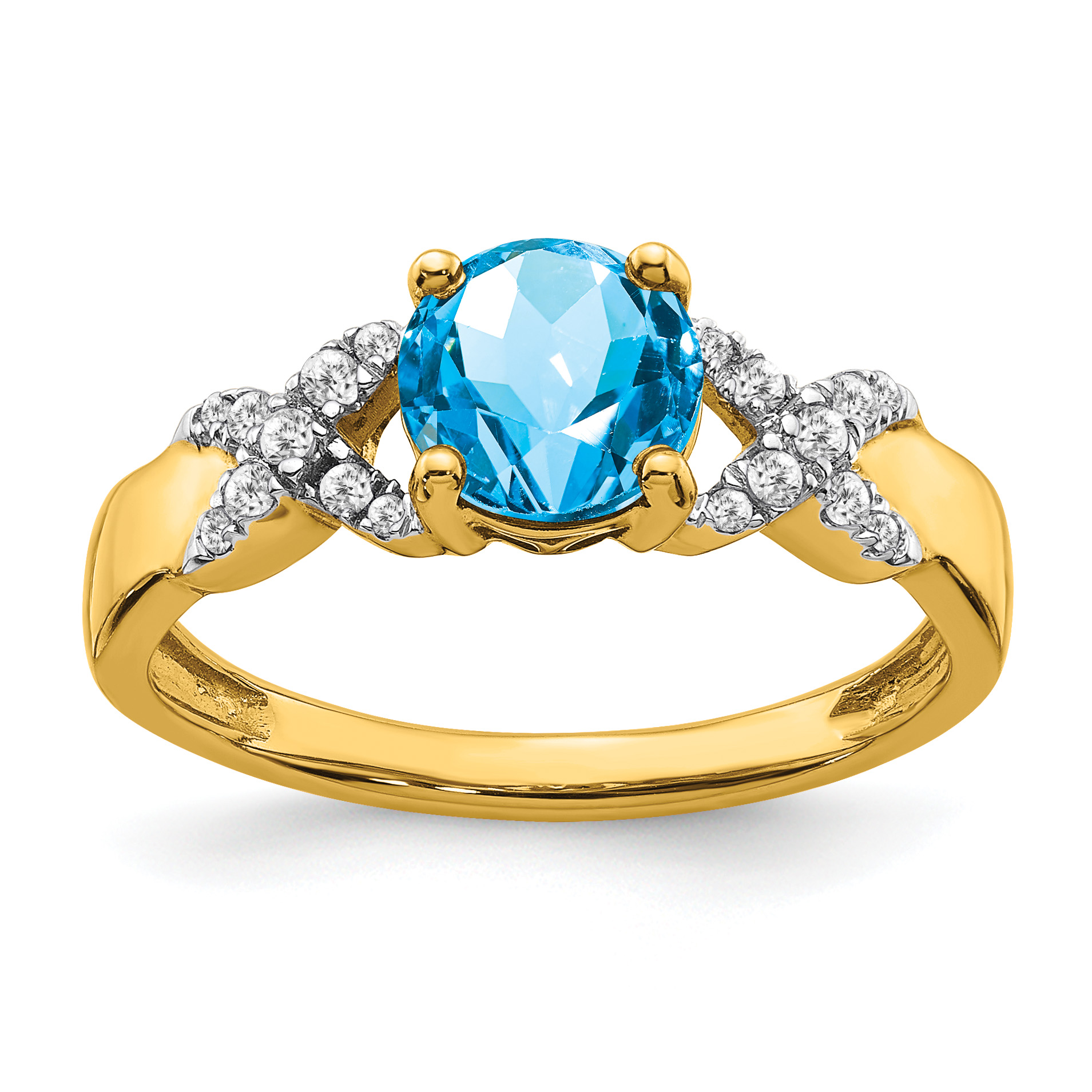 14k Two-tone Blue Topaz and Diamond Ring (RM5983-BT-013-YWA)