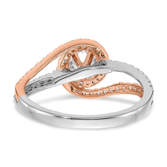 14k White and Rose Gold Halo Plus (Holds 1/3 carat (4.5mm) Round Center) 3/8 carat Diamond Semi-mount Engagement Ring