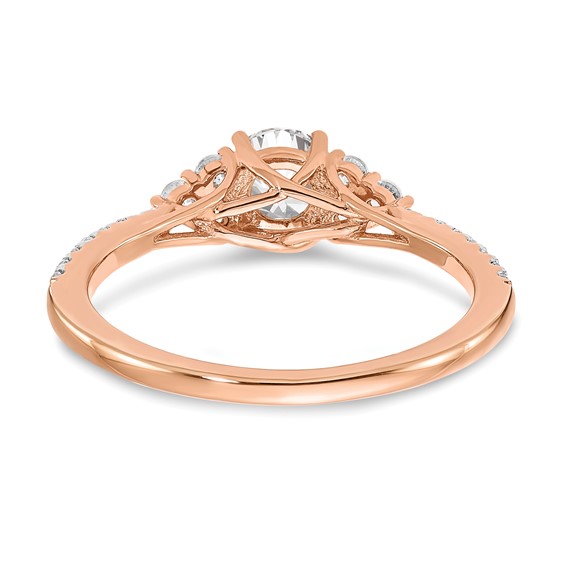 14k Rose Gold (Holds 1/2 carat (5.2mm) Round Center) 1/4 carat Diamond Semi-mount Engagement Ring