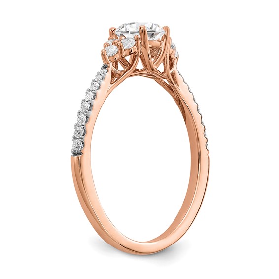 14k Rose Gold (Holds 1/2 carat (5.2mm) Round Center) 1/4 carat Diamond Semi-mount Engagement Ring