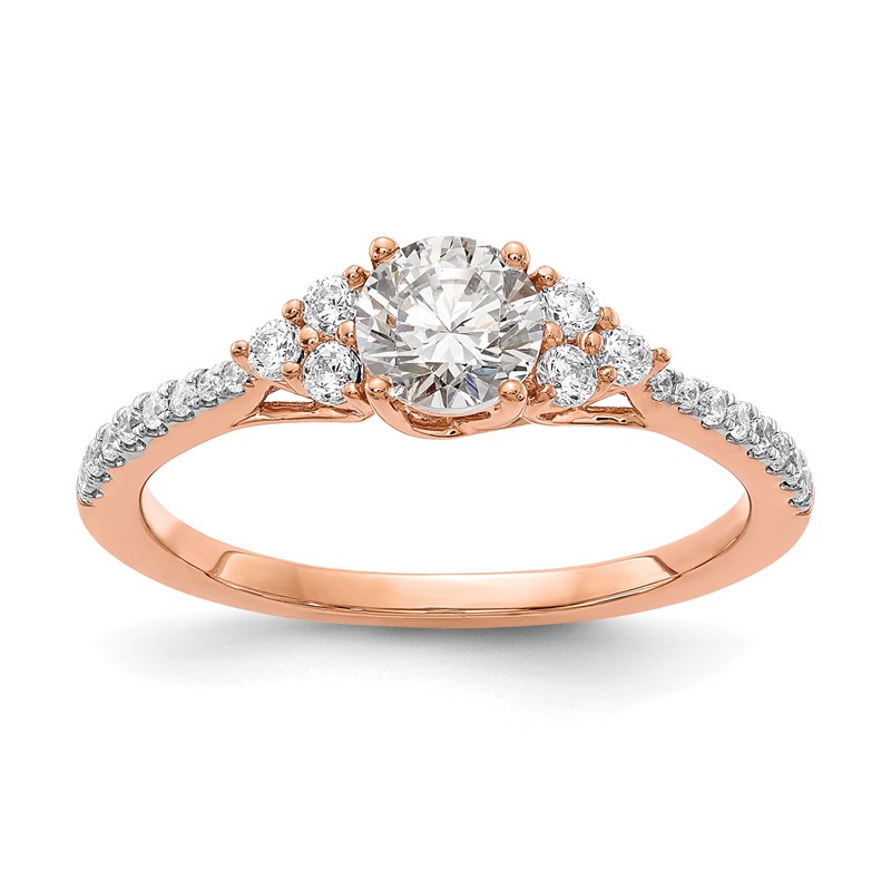 14k Rose Gold 3/4 carat Lab Grown Diamond VS/SI+ G+ Round Complete Shared Prong Engagement Ring