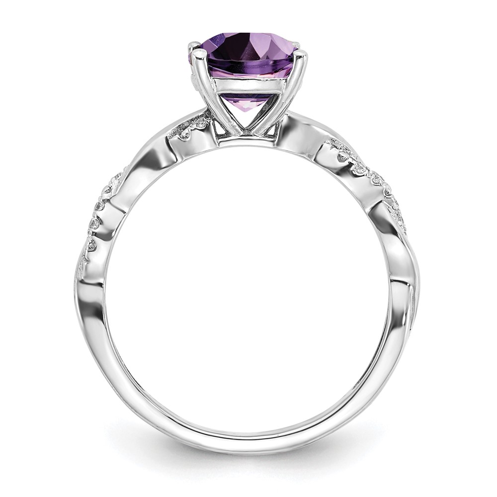 Sterling Silver Rhodium-plated Amethyst and Diamond Ring (RM6004-AM-005-SSA-6)