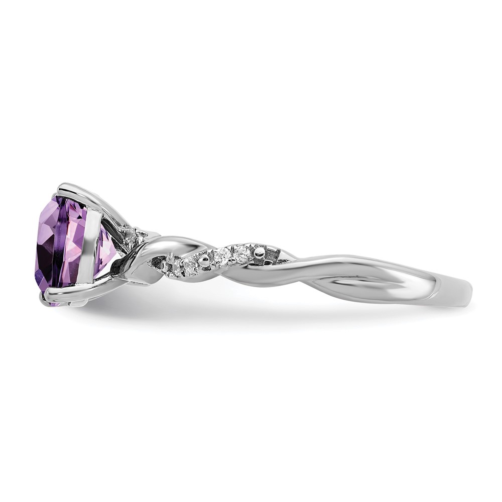 Sterling Silver Rhodium-plated Amethyst and Diamond Ring (RM6004-AM-005-SSA-6)
