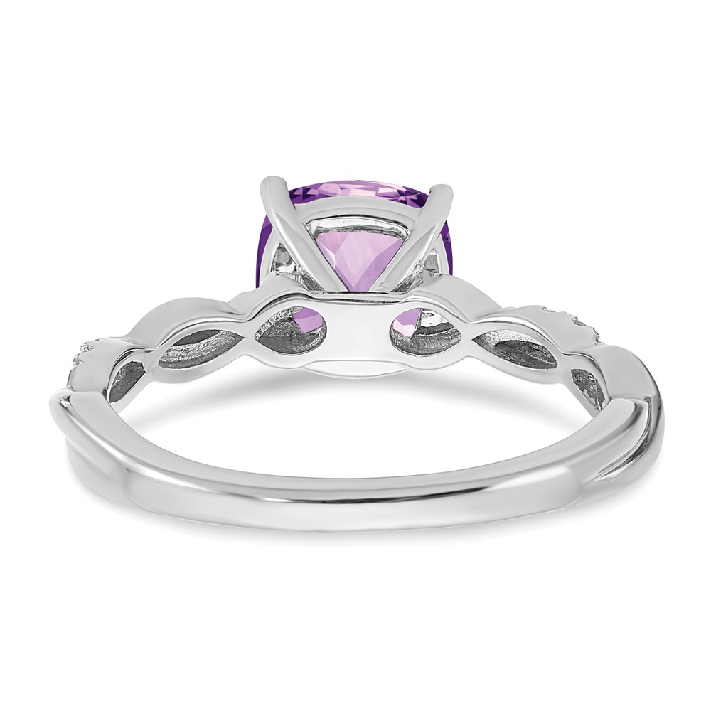 Sterling Silver Rhodium-plated Amethyst and Diamond Ring (RM6004-AM-005-SSA-6)