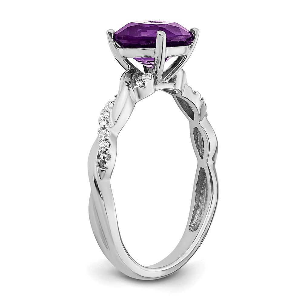 Sterling Silver Rhodium-plated Amethyst and Diamond Ring (RM6004-AM-005-SSA-6)