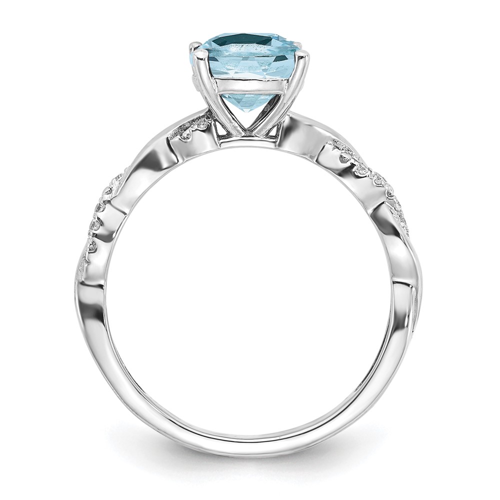 Sterling Silver Rhodium-plated Aquamarine and Diamond Ring (RM6004-AQ-005-SSA-7)