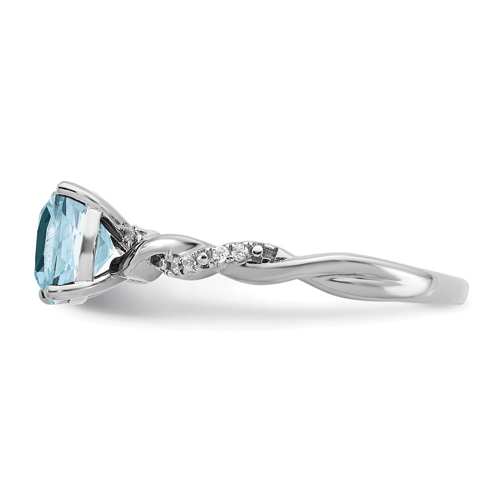 Sterling Silver Rhodium-plated Aquamarine and Diamond Ring (RM6004-AQ-005-SSA-7)