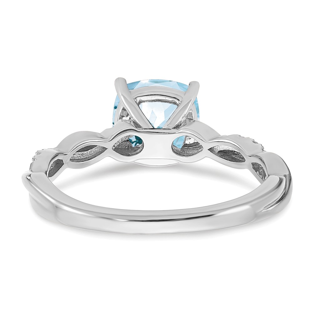 Sterling Silver Rhodium-plated Aquamarine and Diamond Ring (RM6004-AQ-005-SSA-7)