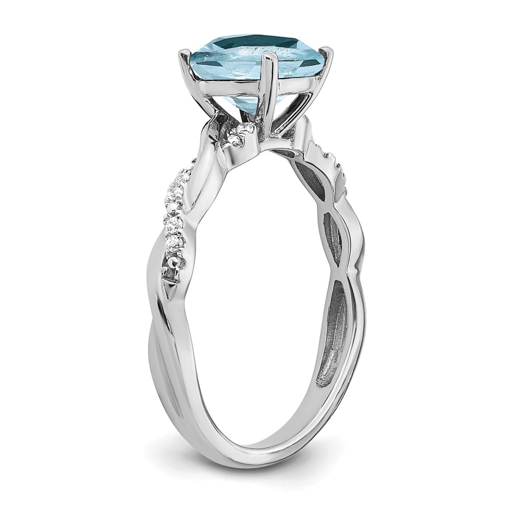 Sterling Silver Rhodium-plated Aquamarine and Diamond Ring (RM6004-AQ-005-SSA-7)