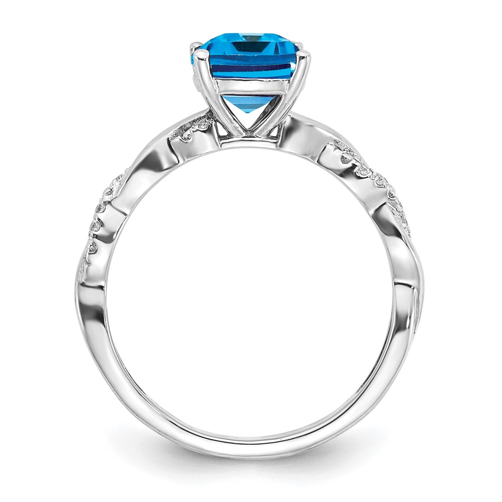 Sterling Silver Rhodium-plated Blue Topaz and Diamond Ring (RM6004-BT-005-SSA-7)