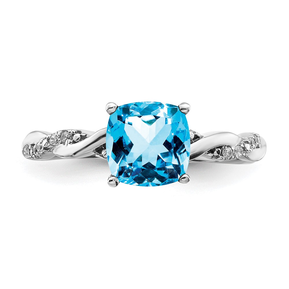 Sterling Silver Rhodium-plated Blue Topaz and Diamond Ring (RM6004-BT-005-SSA-7)