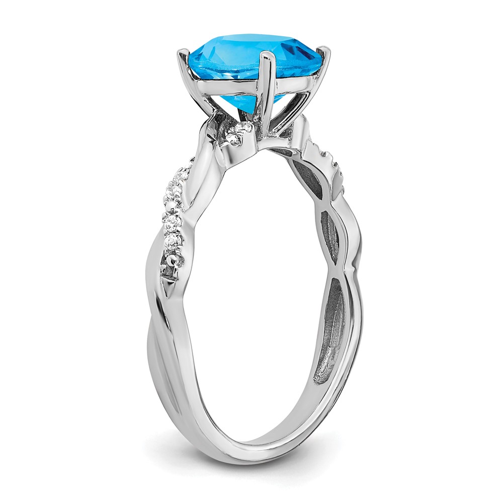 Sterling Silver Rhodium-plated Blue Topaz and Diamond Ring (RM6004-BT-005-SSA-7)