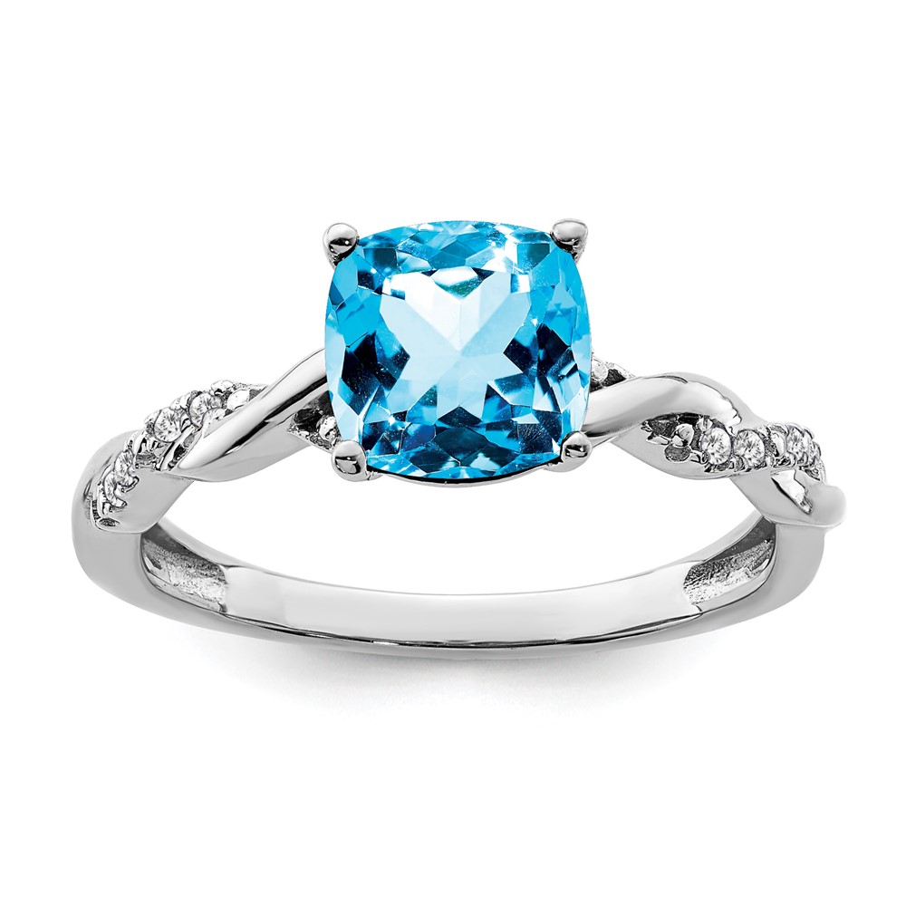 Sterling Silver Rhodium-plated Blue Topaz and Diamond Ring (RM6004-BT-005-SSA-7)
