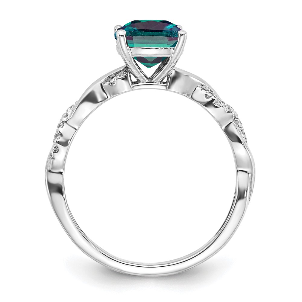 Sterling Silver Rhodium-plated Created Alexandrite and Diamond Ring (RM6004-CA-005-SSA-6)