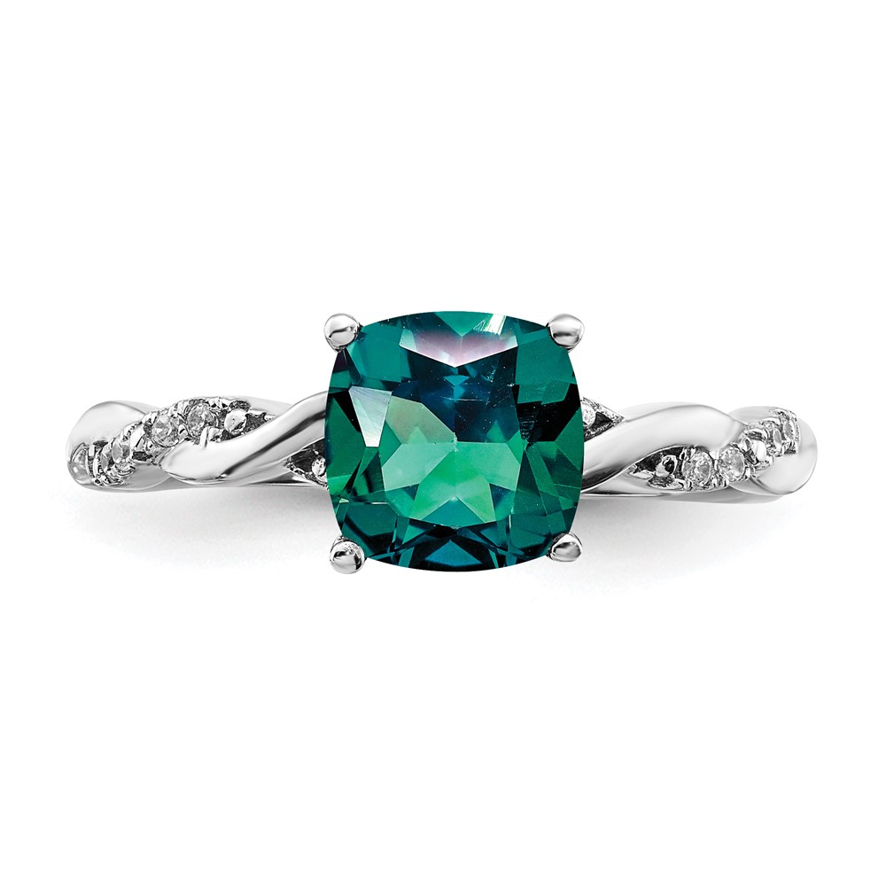 Sterling Silver Rhodium-plated Created Alexandrite and Diamond Ring (RM6004-CA-005-SSA-6)