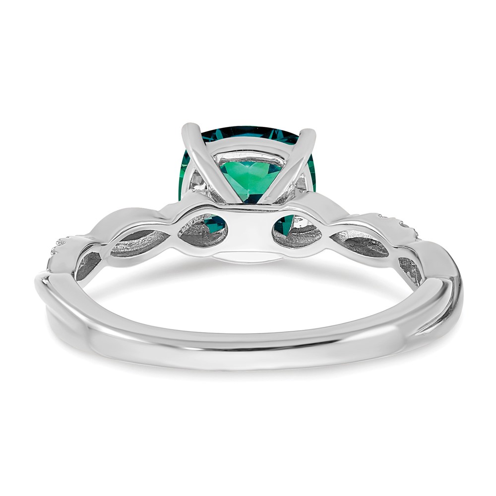 Sterling Silver Rhodium-plated Created Alexandrite and Diamond Ring (RM6004-CA-005-SSA-6)