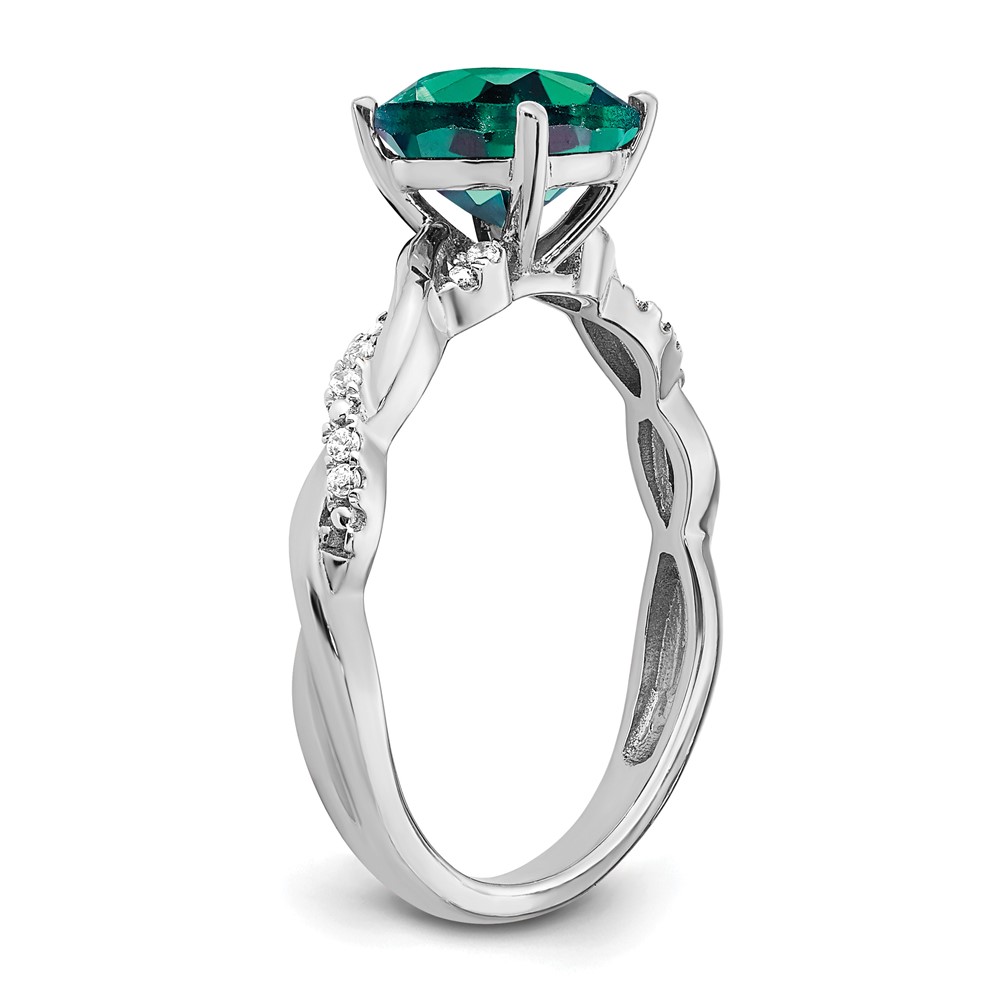 Sterling Silver Rhodium-plated Created Alexandrite and Diamond Ring (RM6004-CA-005-SSA-6)