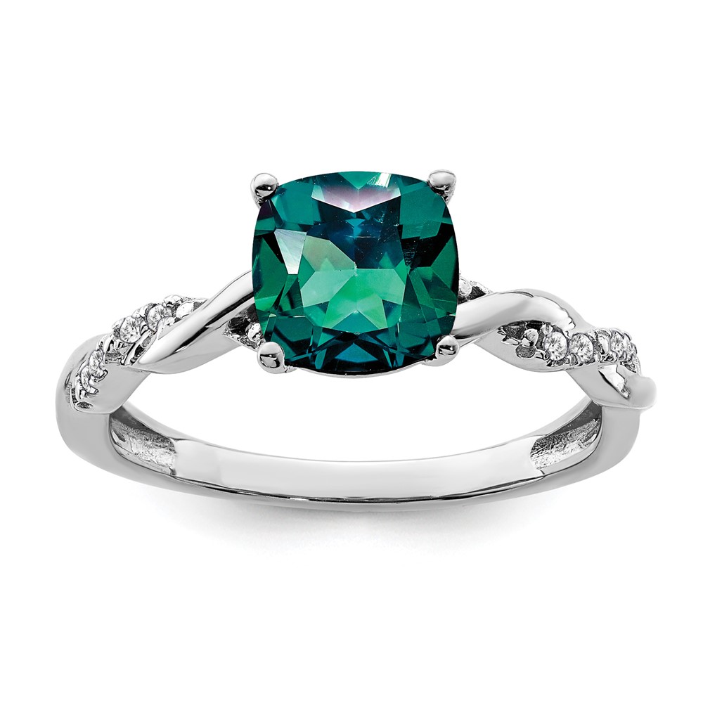 Sterling Silver Rhodium-plated Created Alexandrite and Diamond Ring (RM6004-CA-005-SSA-6)