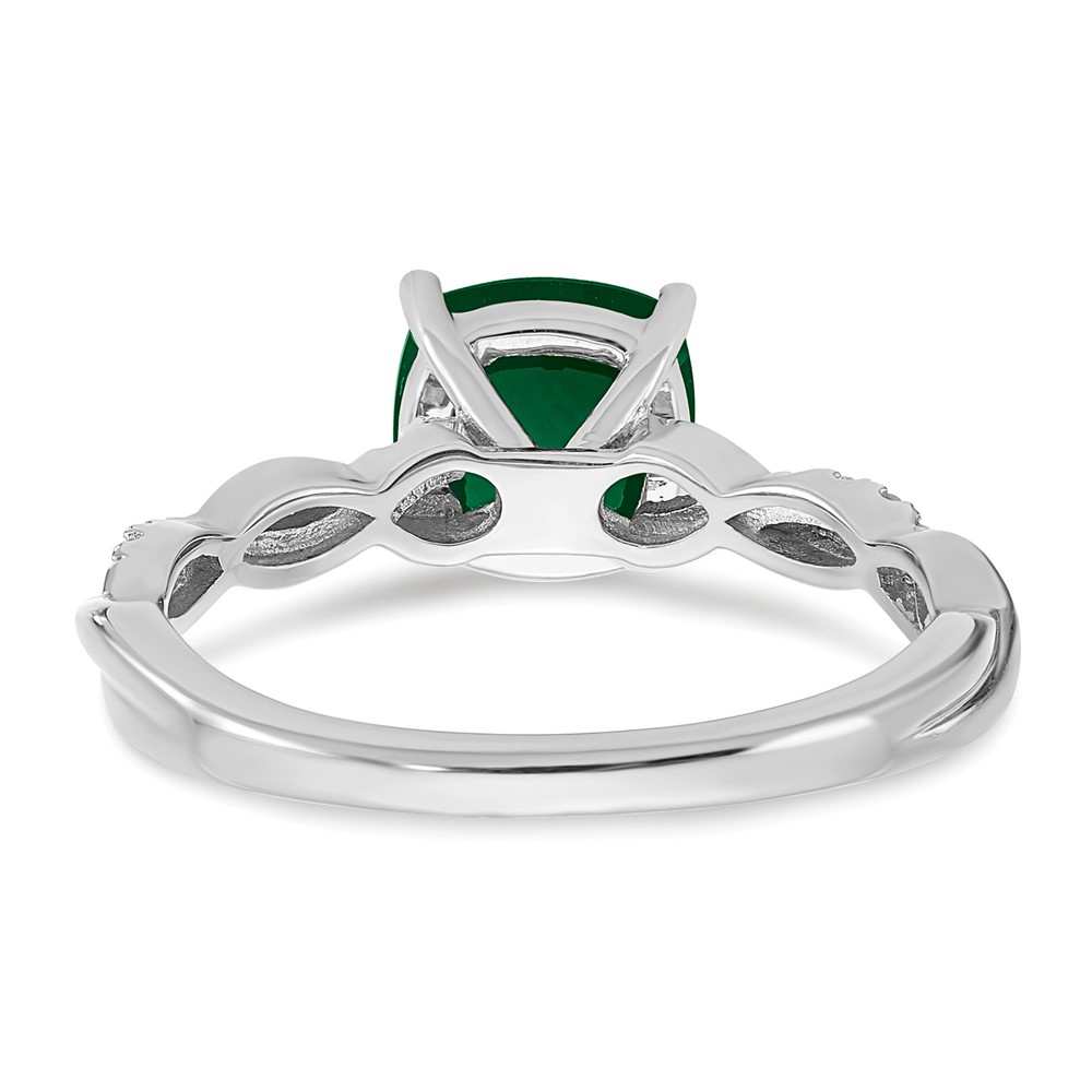 Sterling Silver Rhodium-plated Created Emerald and Diamond Ring (RM6004-CEM-005-SSA-7)