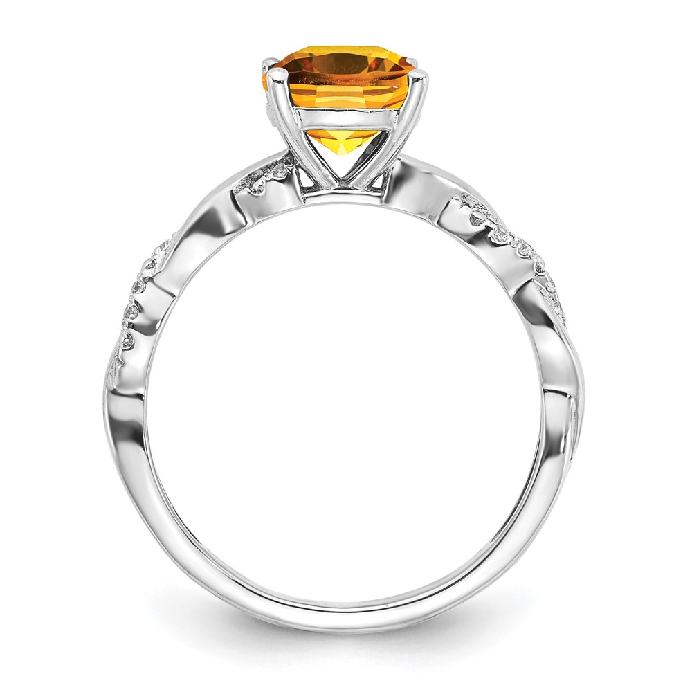 Sterling Silver Rhodium-plated Citrine and Diamond Ring (RM6004-CI-005-SSA-7)