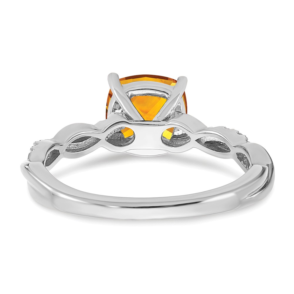 Sterling Silver Rhodium-plated Citrine and Diamond Ring (RM6004-CI-005-SSA-7)