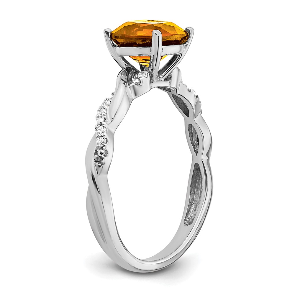 Sterling Silver Rhodium-plated Citrine and Diamond Ring (RM6004-CI-005-SSA-7)