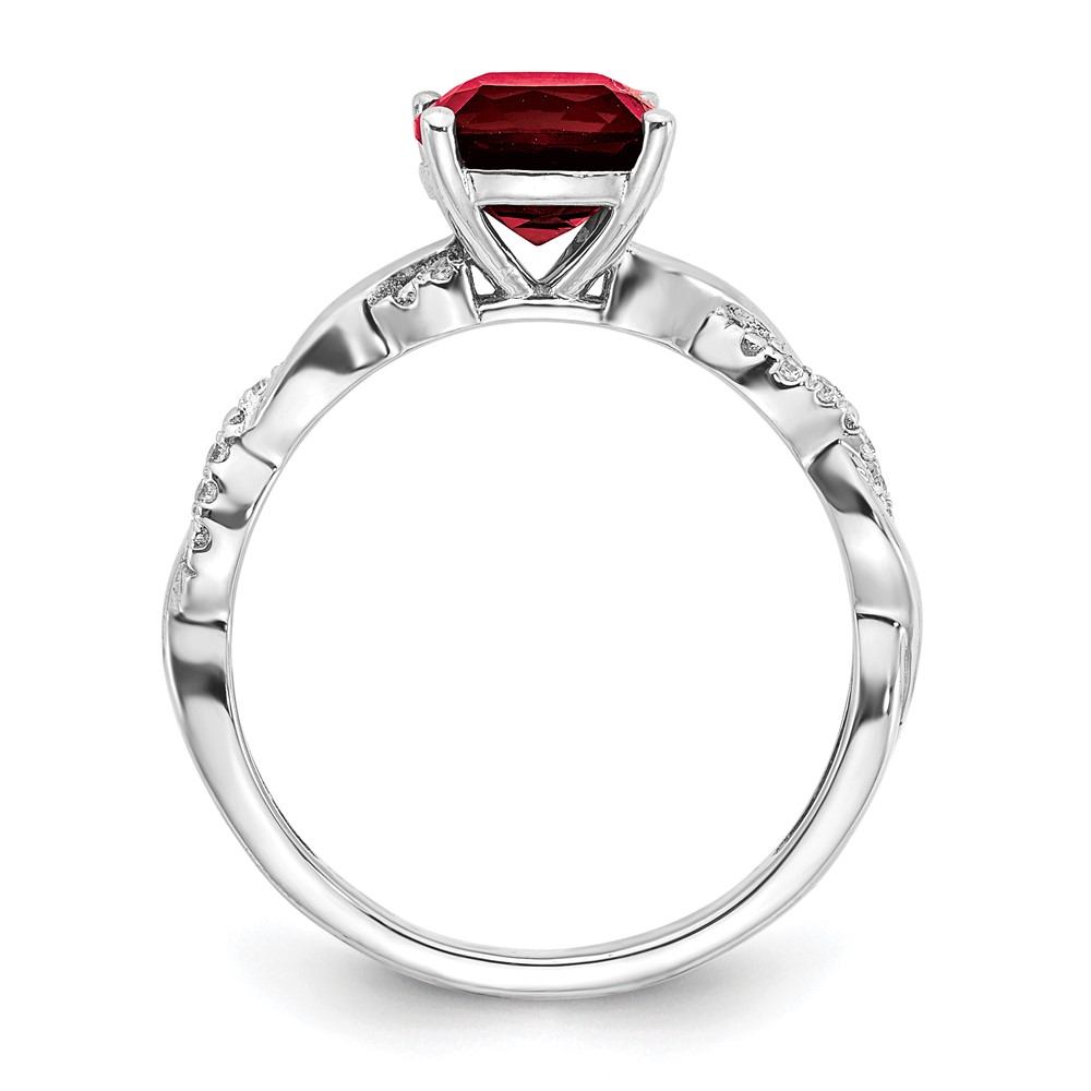 Sterling Silver Rhodium-plated Created Ruby and Diamond Ring (RM6004-CRU-005-SSA-8)