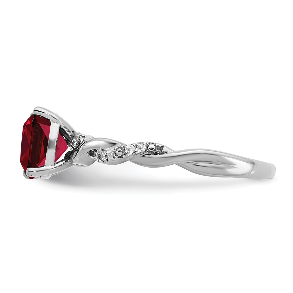 Sterling Silver Rhodium-plated Created Ruby and Diamond Ring (RM6004-CRU-005-SSA-8)