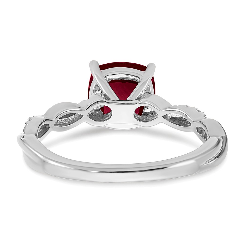 Sterling Silver Rhodium-plated Created Ruby and Diamond Ring (RM6004-CRU-005-SSA-8)