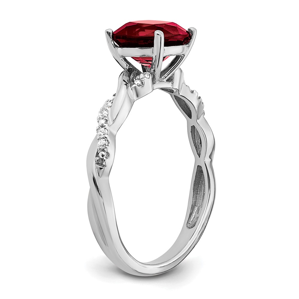 Sterling Silver Rhodium-plated Created Ruby and Diamond Ring (RM6004-CRU-005-SSA-8)