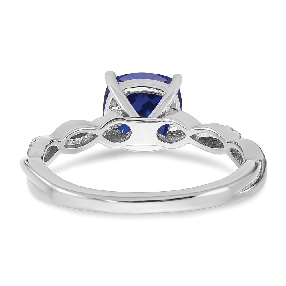 Sterling Silver Rhodium-plated Created Sapphire and Diamond Ring (RM6004-CSA-005-SSA-7)