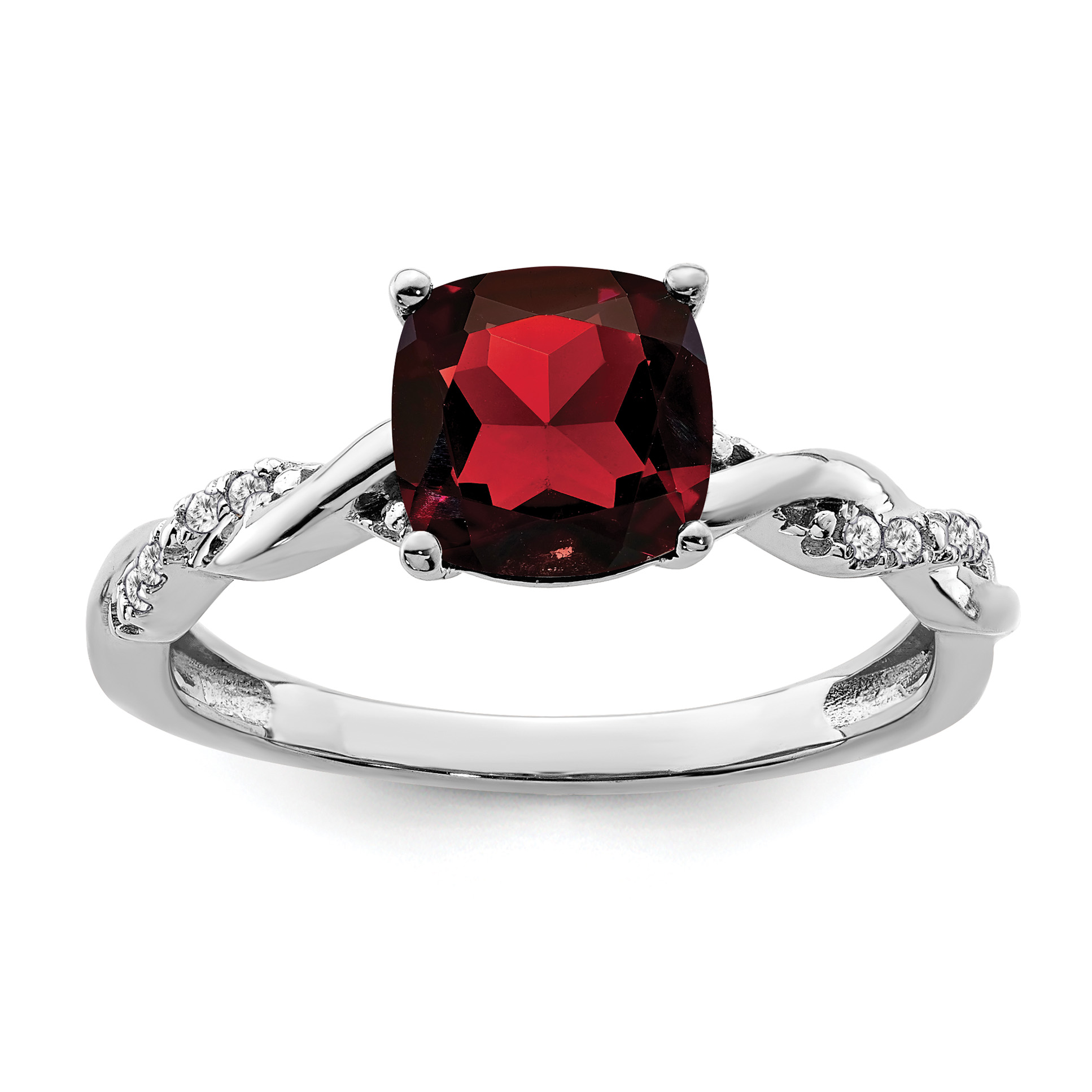 Sterling Silver Rhodium-plated Garnet and Diamond Ring (RM6004-GA-005-SSA-7)