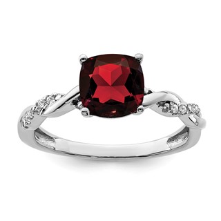 Sterling Silver Gemstone and Diamond Ring