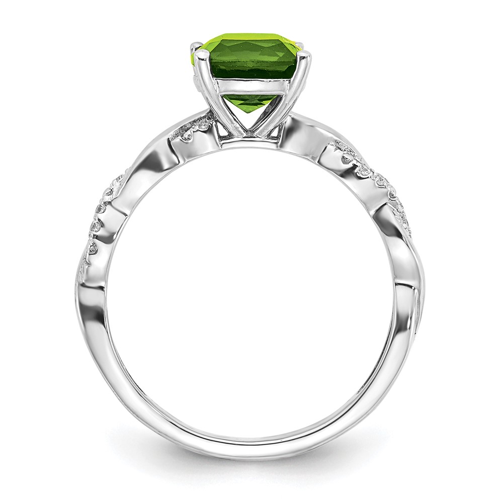 Sterling Silver Rhodium-plated Peridot and Diamond Ring (RM6004-PE-005-SSA-7)
