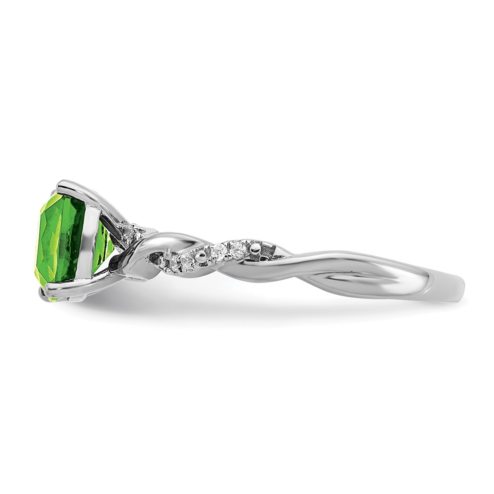 Sterling Silver Rhodium-plated Peridot and Diamond Ring (RM6004-PE-005-SSA-7)